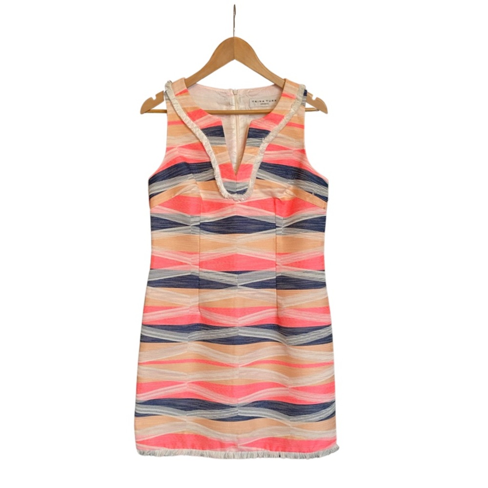 Trina Turk Colorful Embroidered Fringe Dress